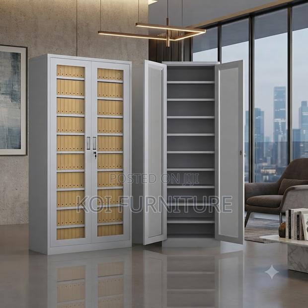 Office Cabinet; Heavy-Duty Steel Office Bookcase With Multi-Tier