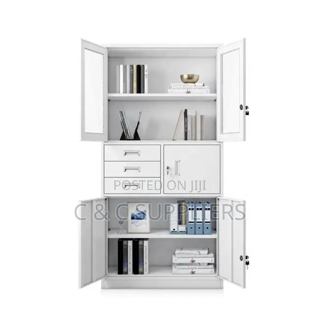 2-Swing Door Display Cabinet With Safe