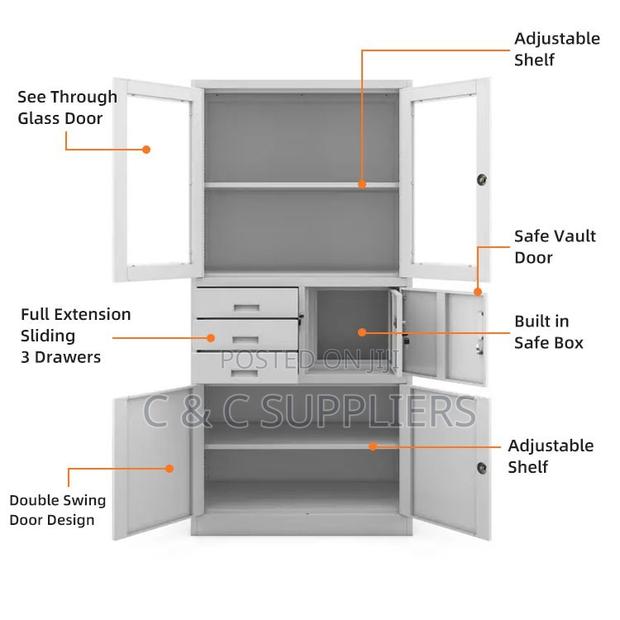2-Swing Door Display Cabinet With Safe - thumbnail 4