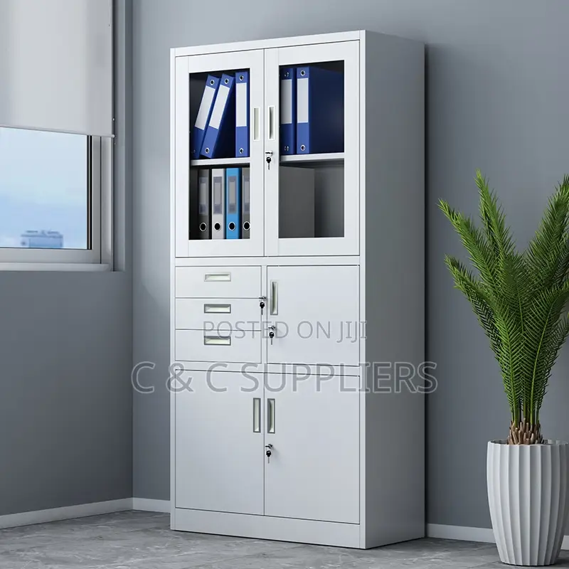 2-Swing Door Display Cabinet With Safe