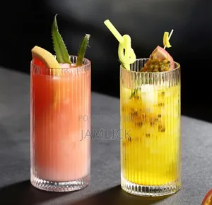Unique Ribbed Aesthetic Highball Glass Set - Rb