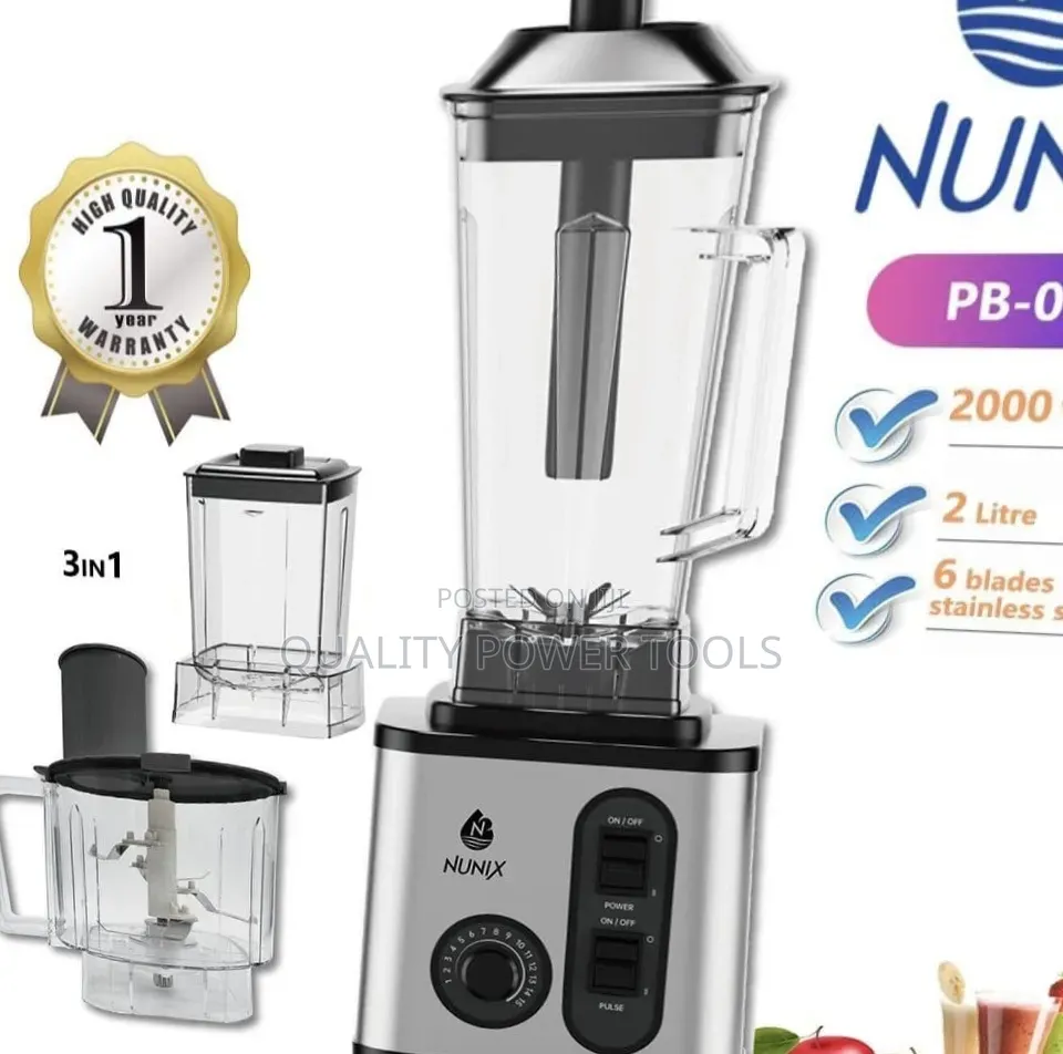 Nunix Pb-03 3-in-1 Commercial Blender With a 2000-Watt Motor,