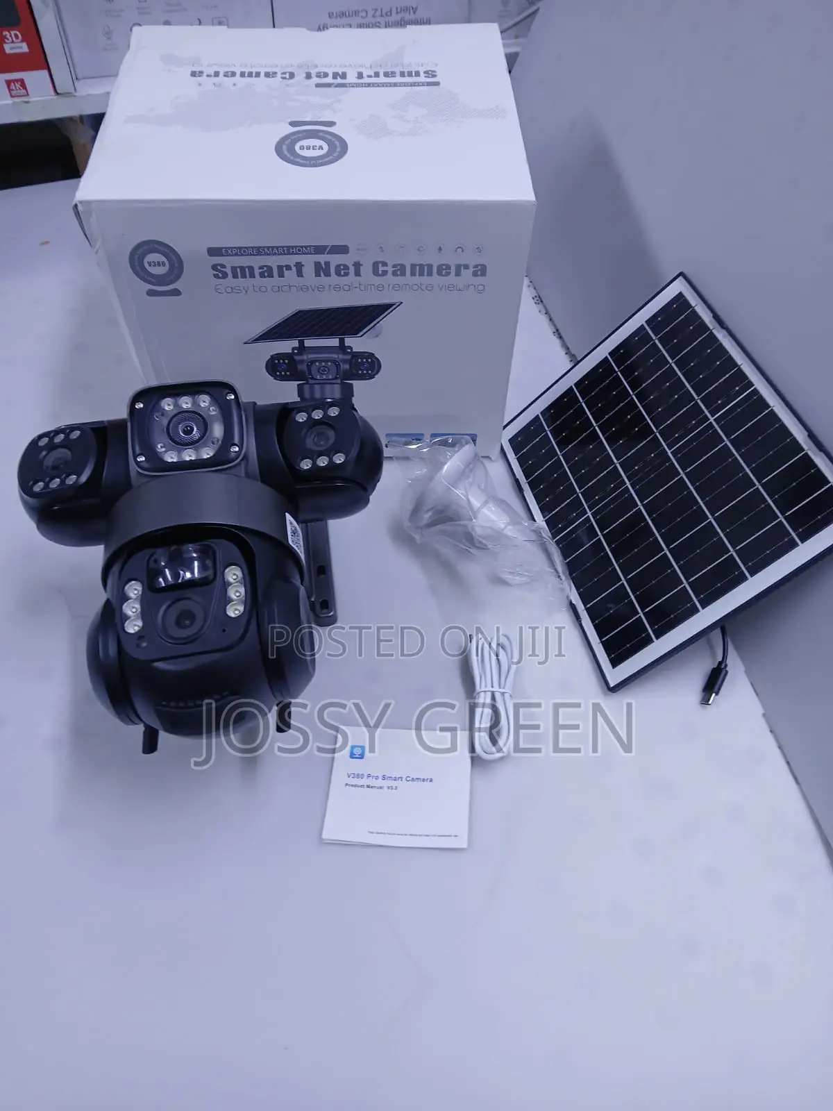 Wifi 3 Lens Camera Outdoor Solar Powered V380pro With 2way Audio