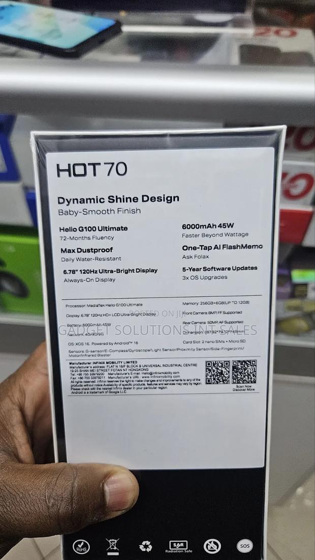 New Infinix Hot 70 256 GB Silver - thumbnail 2