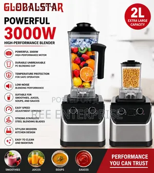 Globalstar 2 in 1 3000w 2l* Blender Grinder Commercial Blender