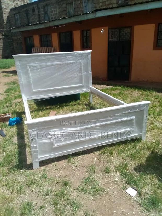 5x6 White Elegant Bed With a Raised Panel Headboard - thumbnail 2