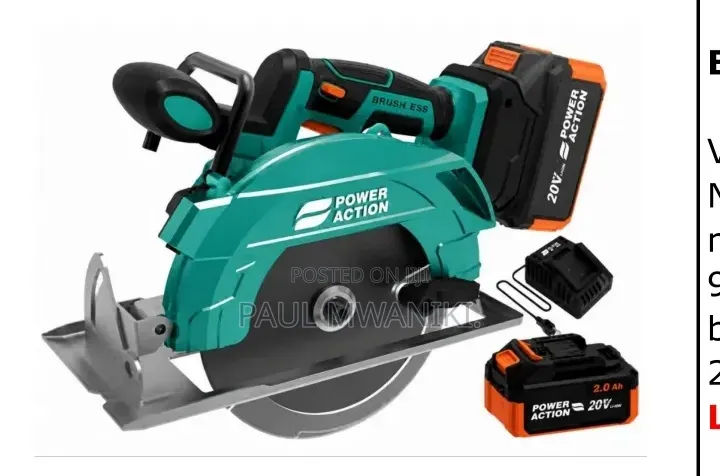 Power Action 20v Cordless Circular Saw Featuring a Brushless Motor.