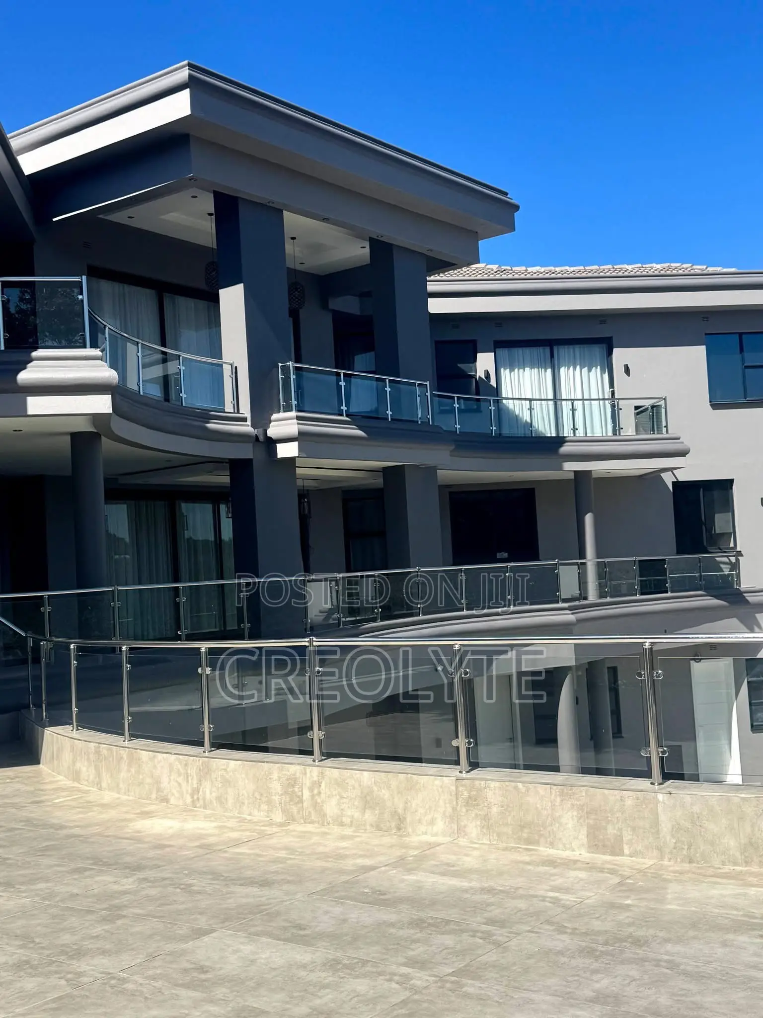 Frameless Glass Balustrade With Stainless Steel Rails Rooftop Terrace