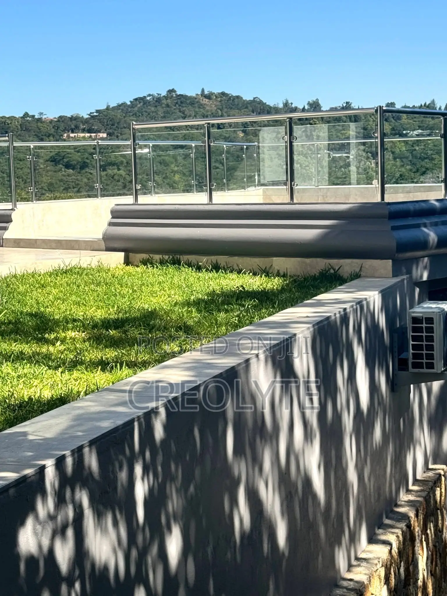 Frameless Glass Balustrade With Stainless Steel Rails Rooftop Terrace