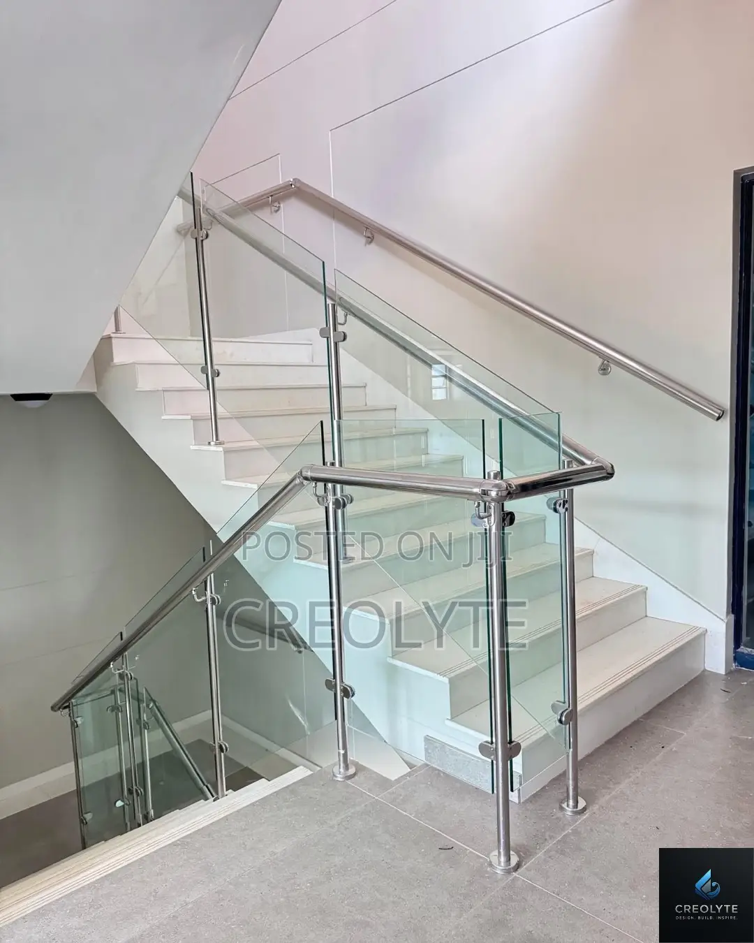 Frameless Glass Balustrade With Stainless Steel Handrail Staircase