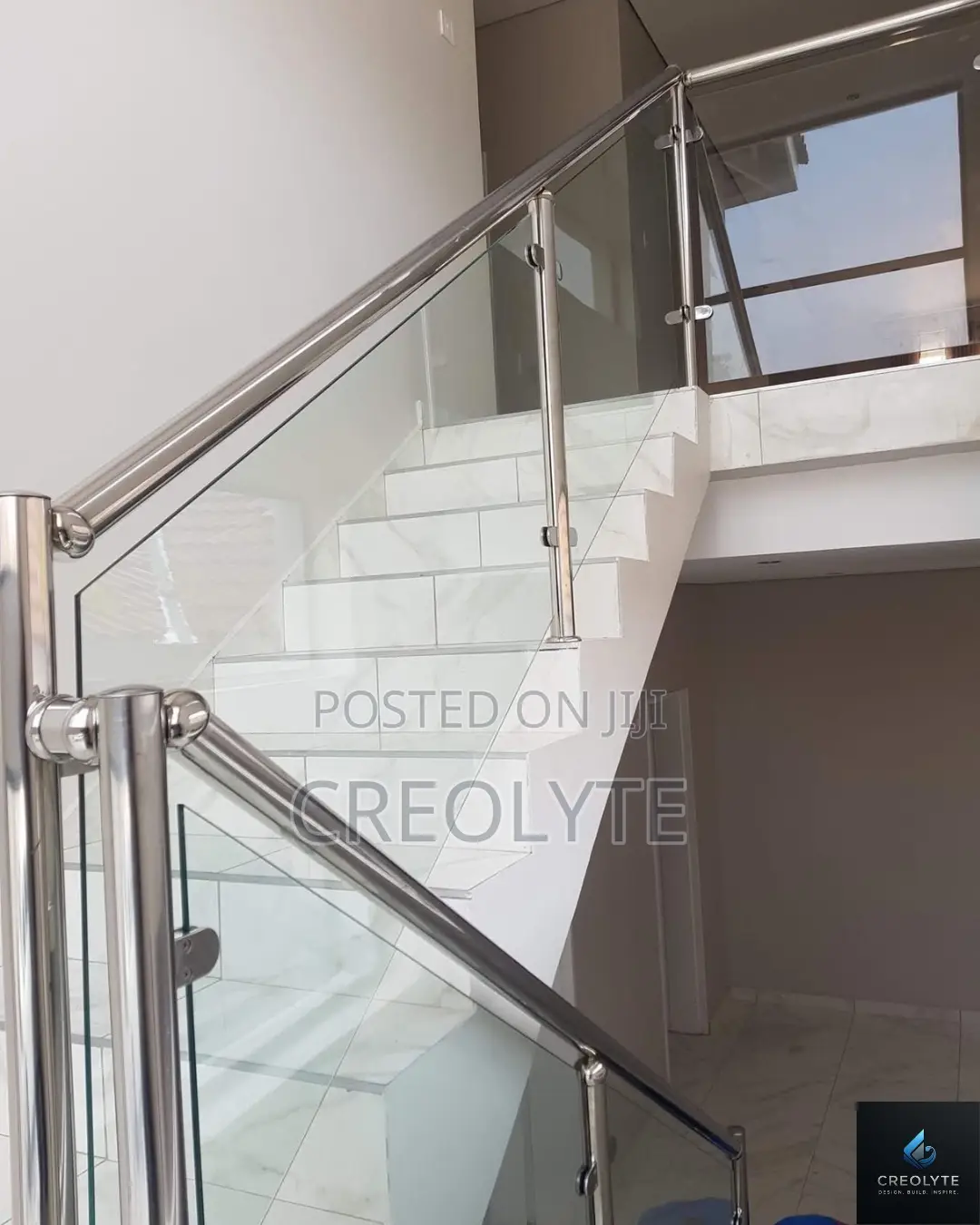 Frameless Glass Balustrade With Stainless Steel Handrail Staircase