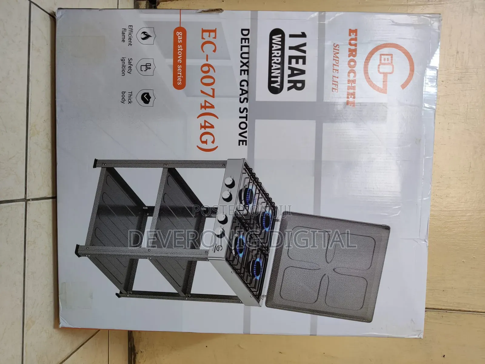 *Eurochef 4gas With Shelves  
*New*  