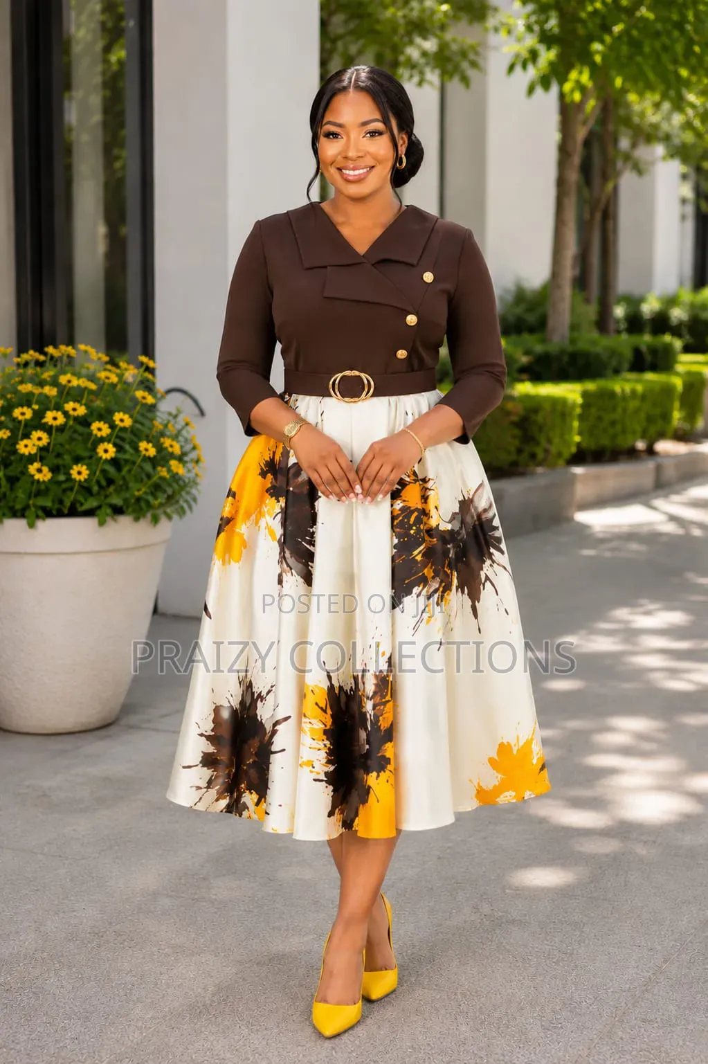 Elegant Flowery Skater Dress