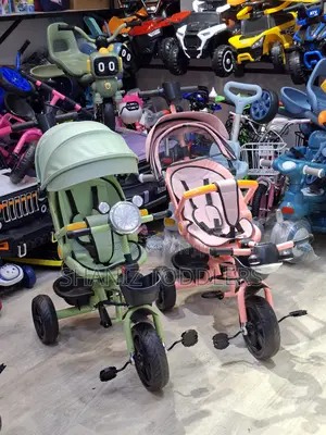 Baby Tricycle Stroller With Push Handle Canopy – Pink