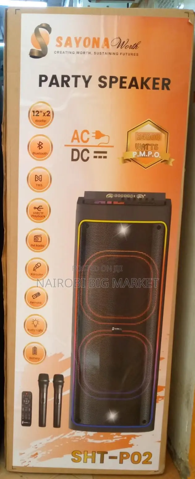 Sayona Party Speaker 12000 Watts Output Power-100wtts 2microphone