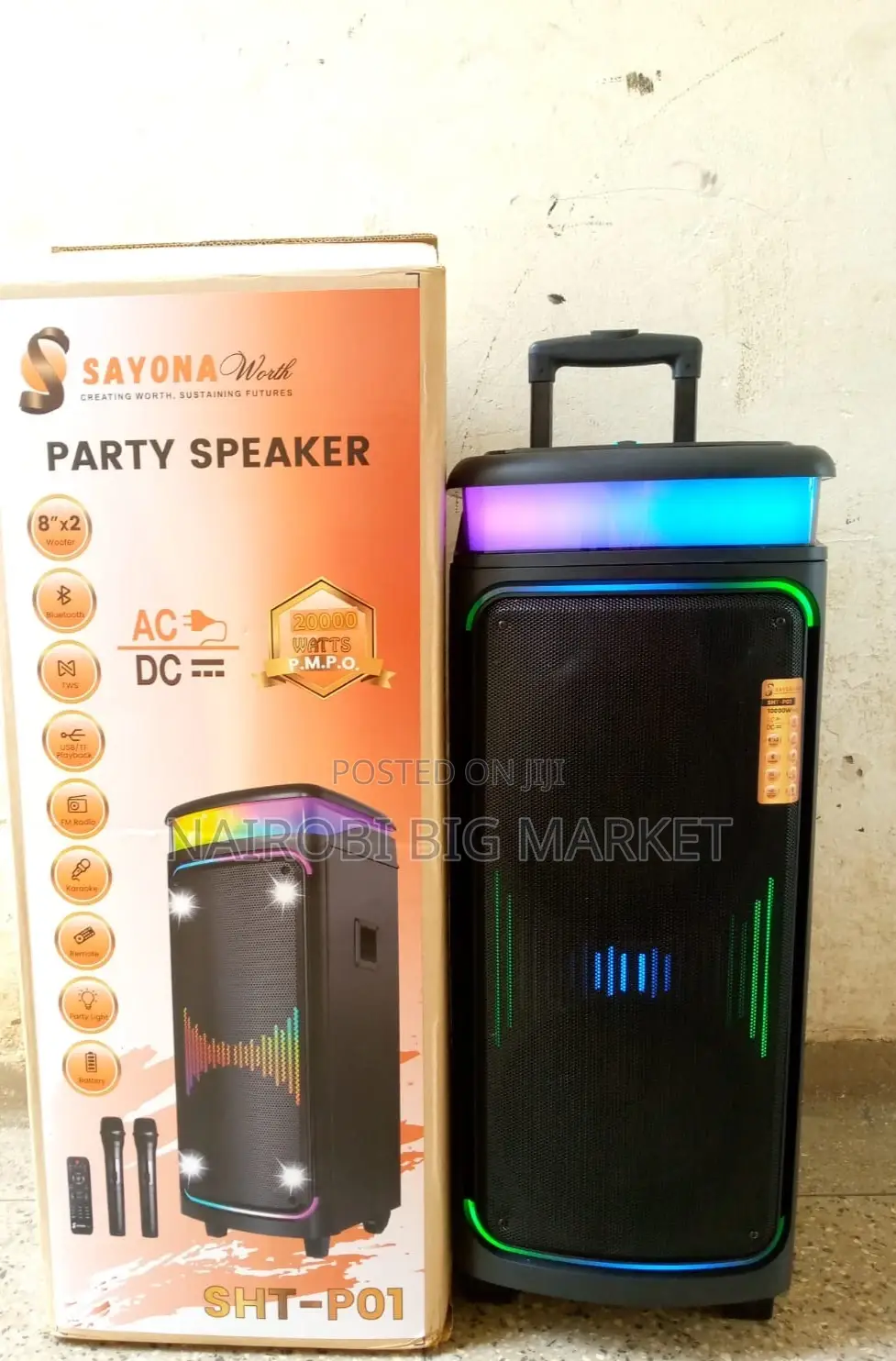 Sayona Party Speaker SHT-P01 Ac/Dc 20000 With 2microphone