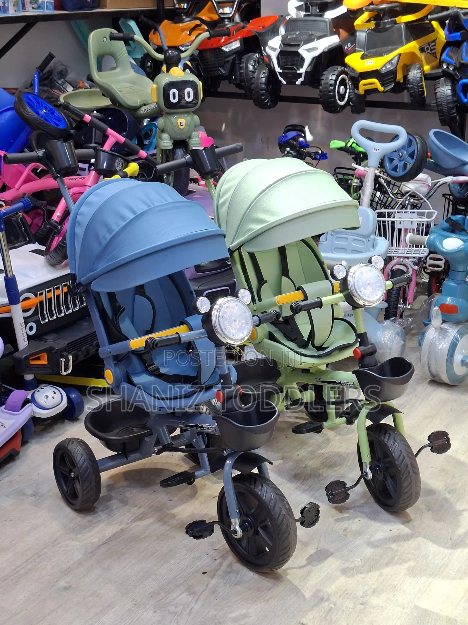 Kids 3-Wheel Bike With Seat Belt, Shade Footrest