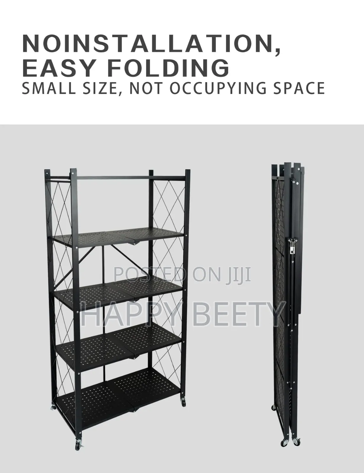 Foldable 5 Layer Metallic Trolley Rack
