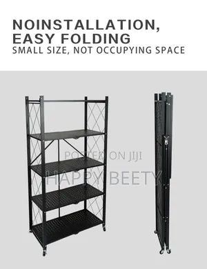 Foldable 5 Layer Metallic Trolley Rack