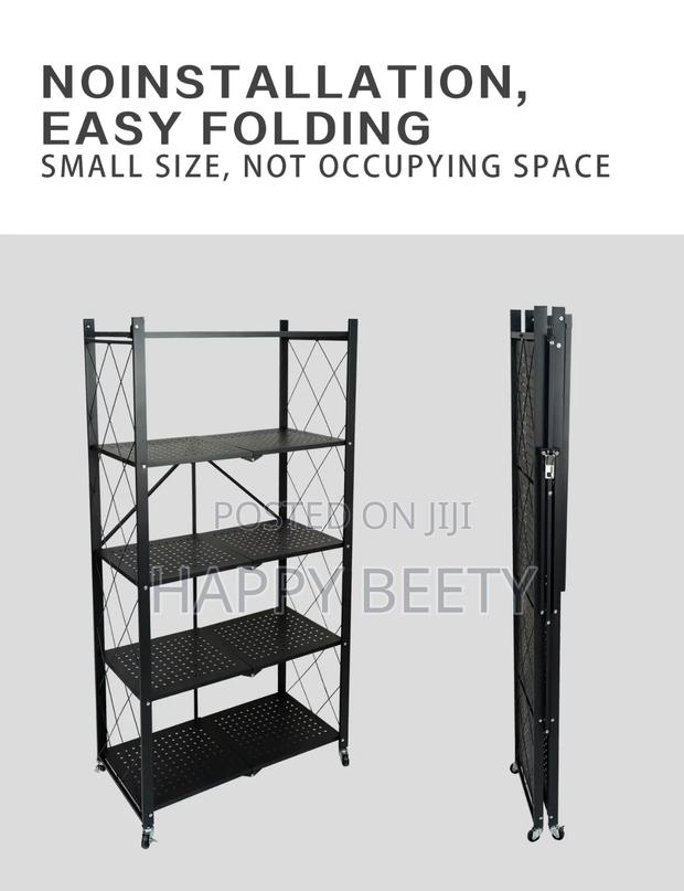 Foldable 5 Layer Metallic Trolley Rack - thumbnail 2