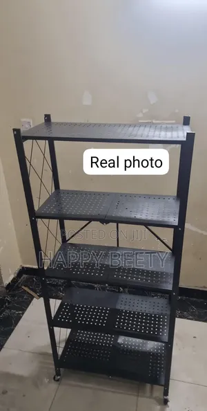 Foldable 5 Layer Metallic Trolley Rack