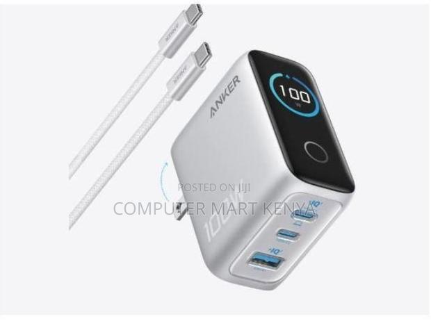 Anker Charger (100w, 3ports, Smartdisplay) Silver (Wall Charger) - main view