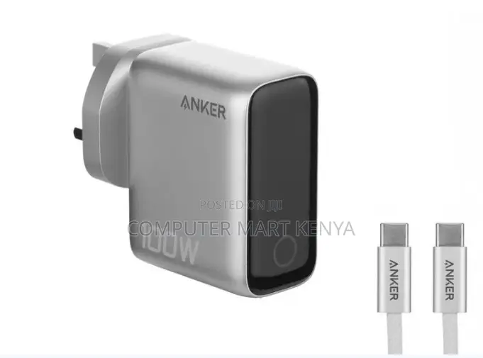 Anker Charger (100w, 3ports, Smartdisplay) Silver (Wall Charger)
