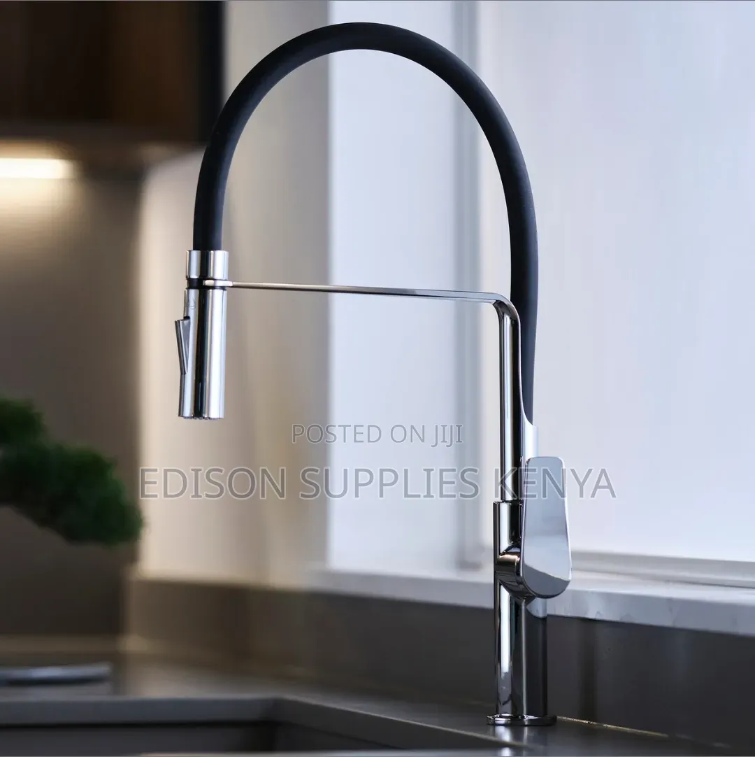 Kitchen Mixer Tap Modern Premium Black Chrome Pillar Faucet