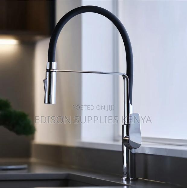 Kitchen Mixer Tap Modern Premium Black Chrome Pillar Faucet