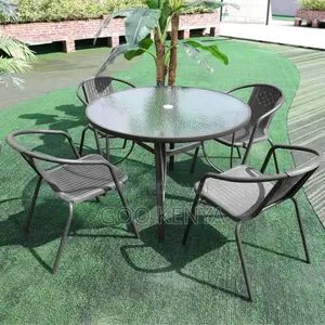 Outdoor Set; Premium 4 Seater Weather Resistant Rattan Plastic Set
