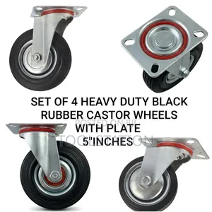 Castor Wheels Rubber 5 Inch With Plate Set of 4