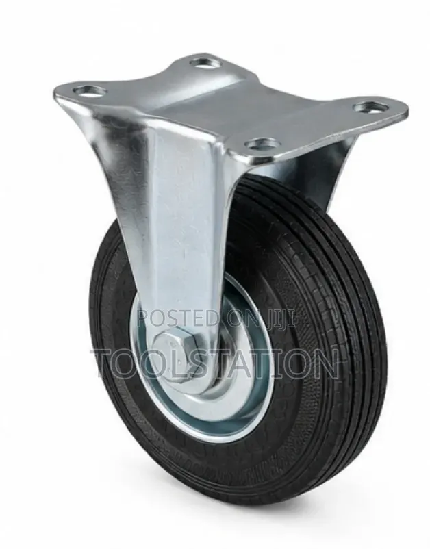 Black Rubber Castor Wheels 3 Inch With Fix Plate Set of 4