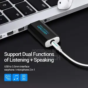 Vention Usb External Sound Card Black Metal Type Ctia (Vab-S15-B)