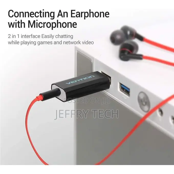 Vention Usb External Sound Card Black Metal Type Ctia (Vab-S15-B)