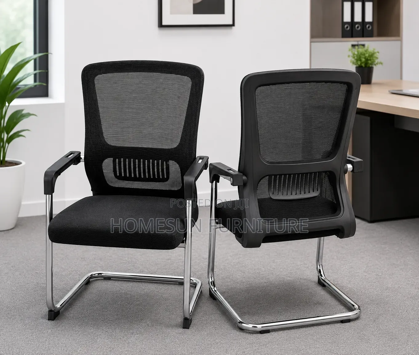 Ergonomic Mesh Visitor Office Chair With Chrome Cantilever Frame