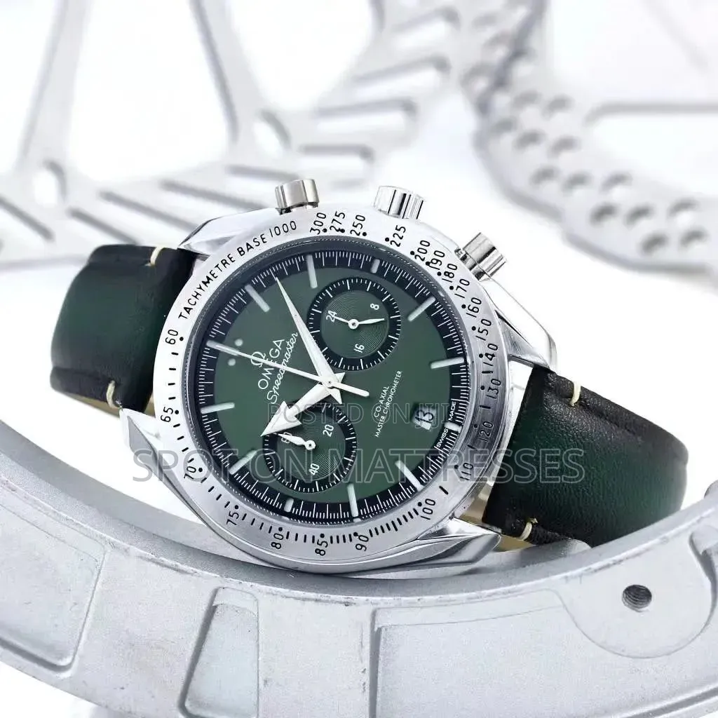 Offer! Omega Speedmaster Watch for Gents With Quality Leather Strap.