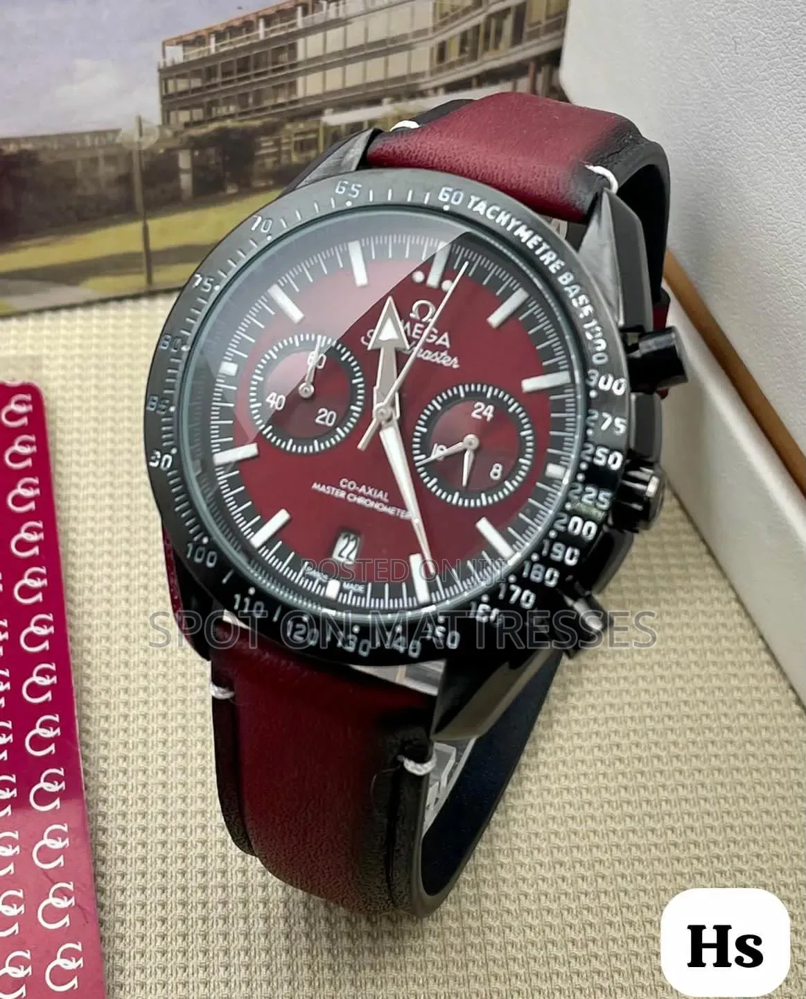 Offer! Omega Speedmaster Watch for Gents With Quality Leather Strap.