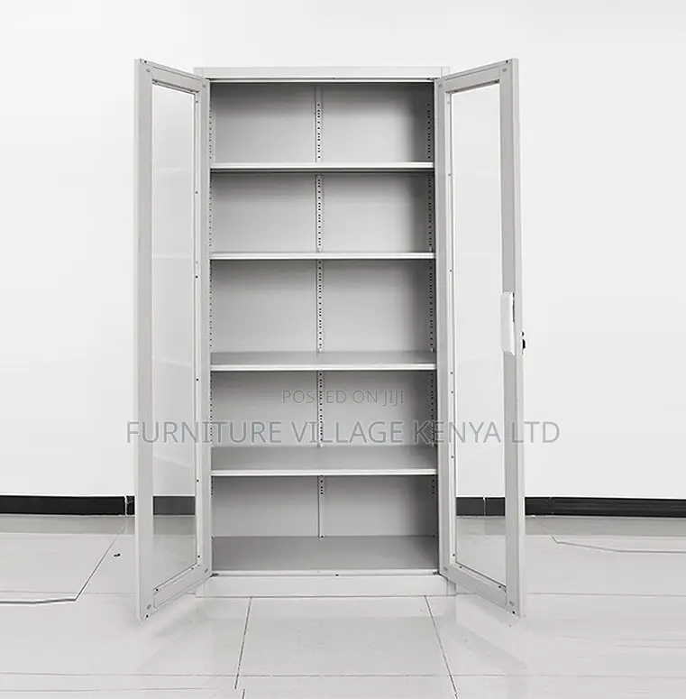 Modern 5 Tier 2 Glass Doors Steel Filing Cabinet