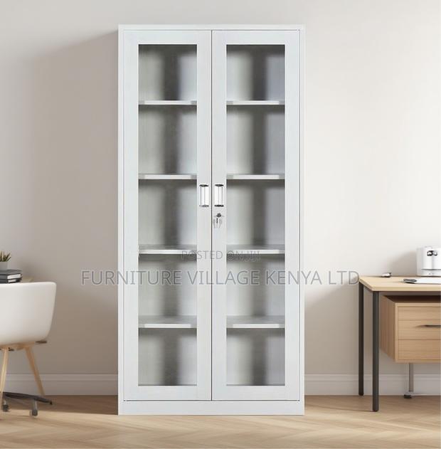 Modern 5 Tier 2 Glass Doors Steel Filing Cabinet