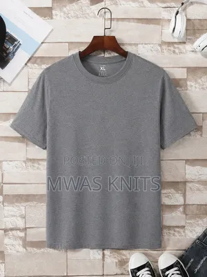 Grey Round Neck T Shirt Cotton Fashion