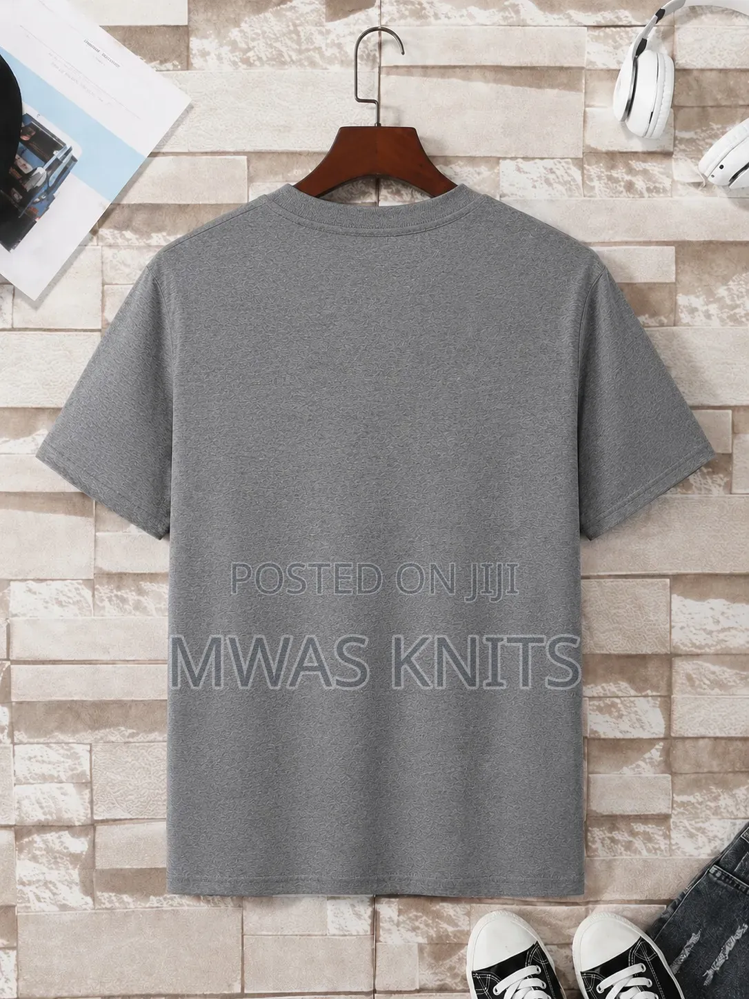 Grey Round Neck T Shirt Cotton Fashion