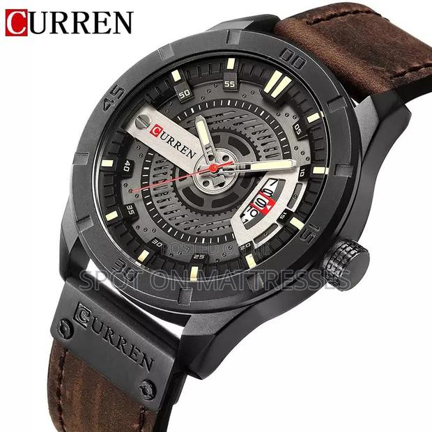 Current Gents Watch 8301. Auto Date. Shock Resistant. Genuine Leather.