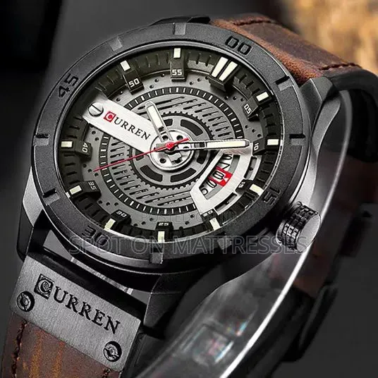 Current Gents Watch 8301. Auto Date. Shock Resistant. Genuine Leather.