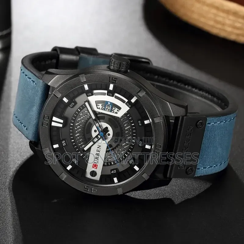 Current Gents Watch 8301. Auto Date. Shock Resistant. Genuine Leather.