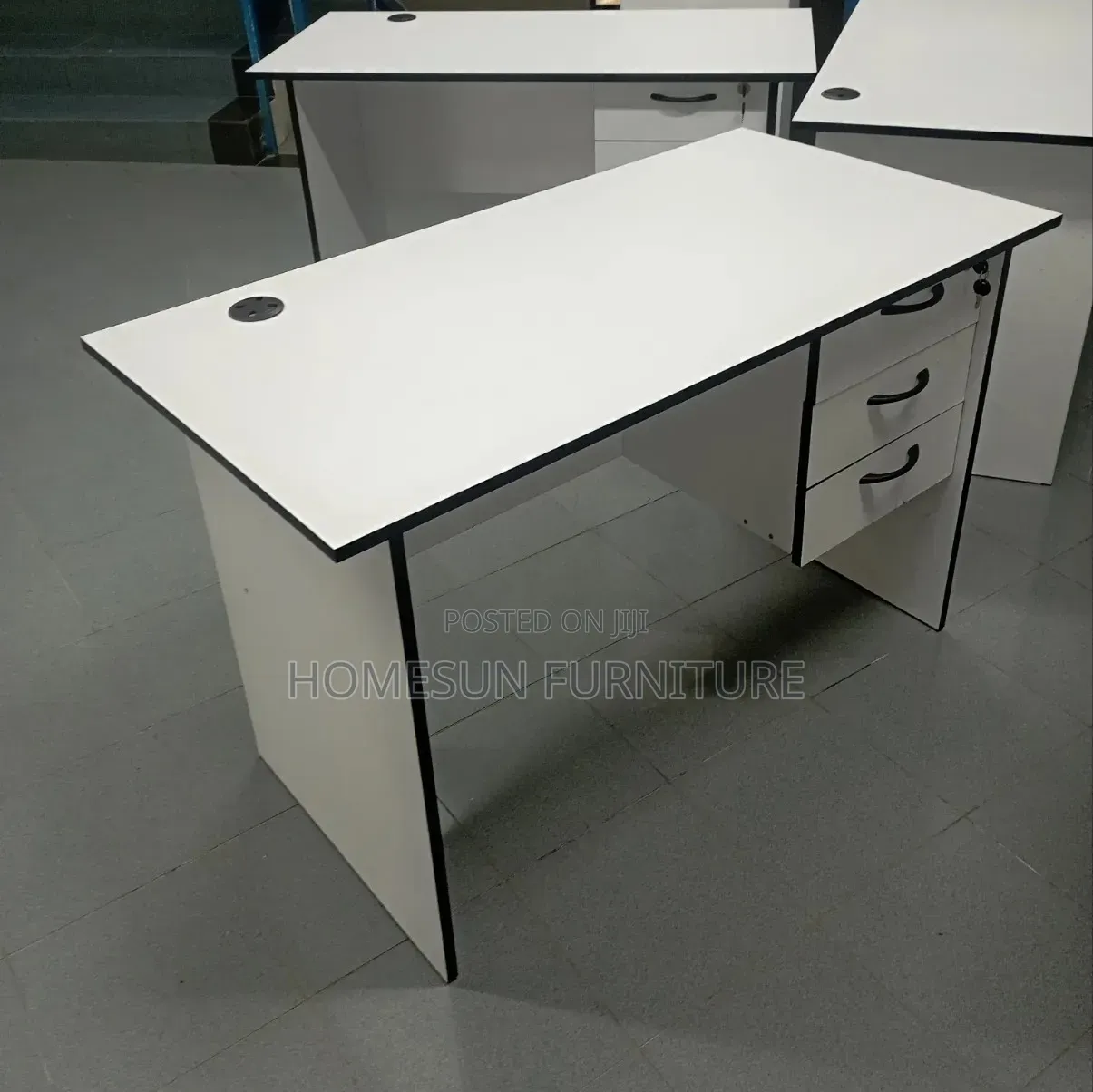 Modern 1.2m Office Desk With Ergonomic Mesh Chair – White Black