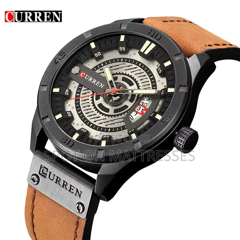 Current Gents Watch 8301. Auto Date. Shock Resistant. Genuine Leather.