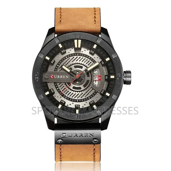 Current Gents Watch 8301. Auto Date. Shock Resistant. Genuine Leather.