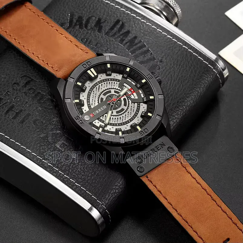 Current Gents Watch 8301. Auto Date. Shock Resistant. Genuine Leather.