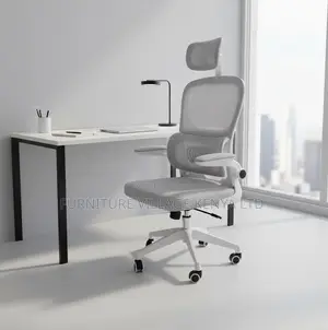 Grey Office Mesh Chair With Adjustable Headrest