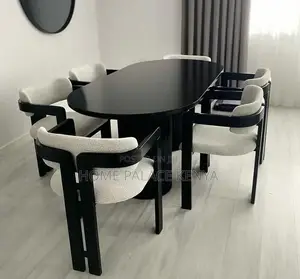 Dining Set: Retro French Wooden Dining Set for 6